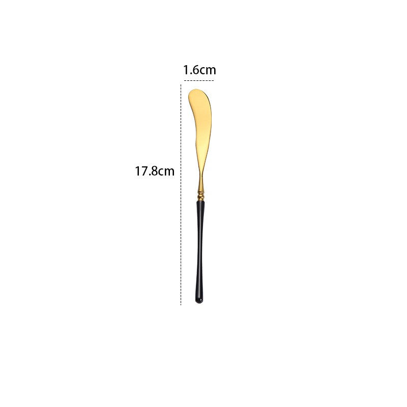 Stainless Steel Dinnerware Set with Black Gold Finish - Knife Fork Spoon