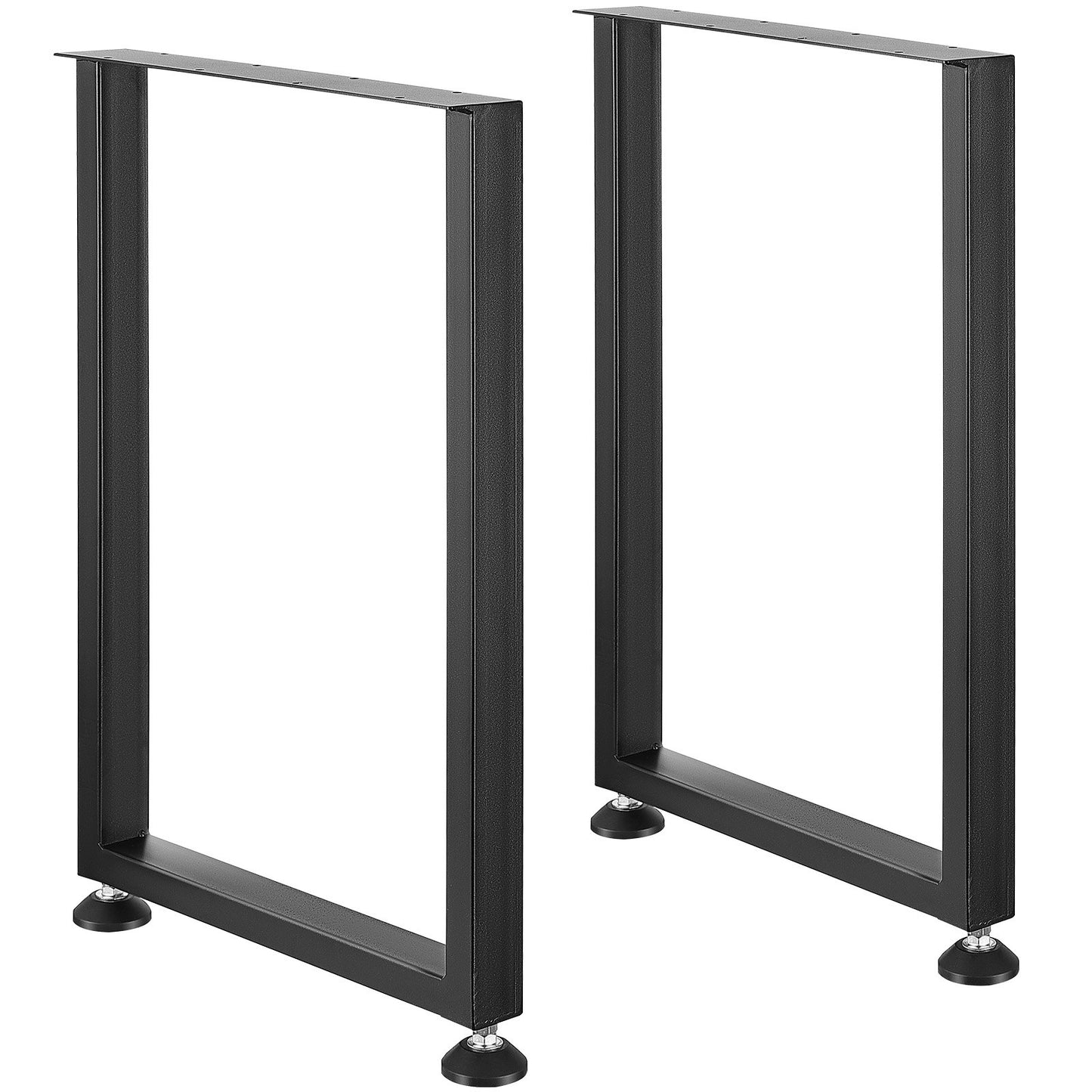 Adjustable Steel Table Legs Set of 2 - Heavy Duty 1000 Lbs Supports, Black