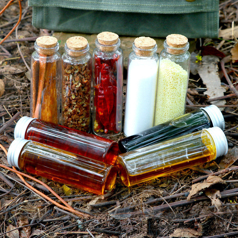Outdoor Camping Glass Seasoning Bottle Set Portable Home Storage