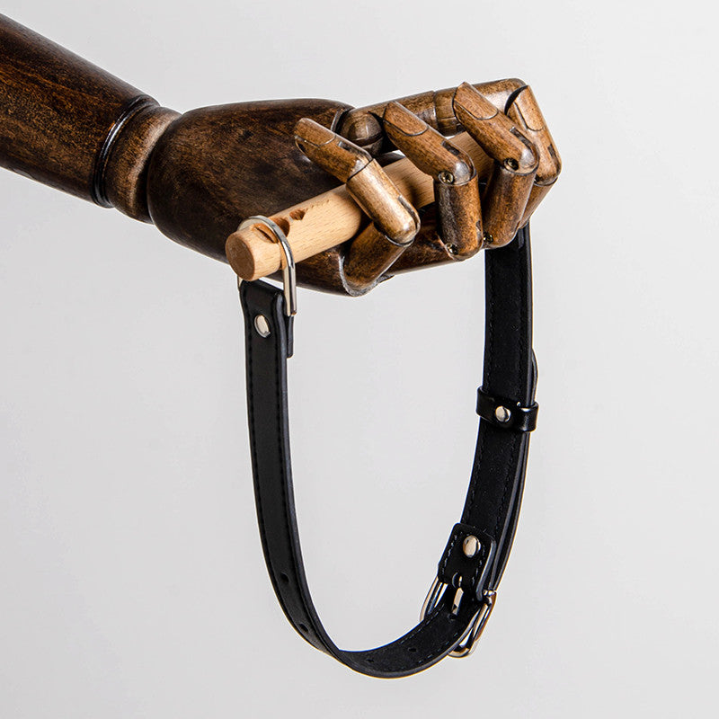 Wooden Mouth Stopper with Log Color Harness - Adult Wellness Accessory