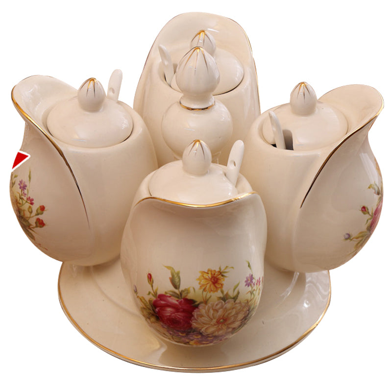 Ceramic Kitchen Storage Jar Set - Food Seasoning & Spice Containers