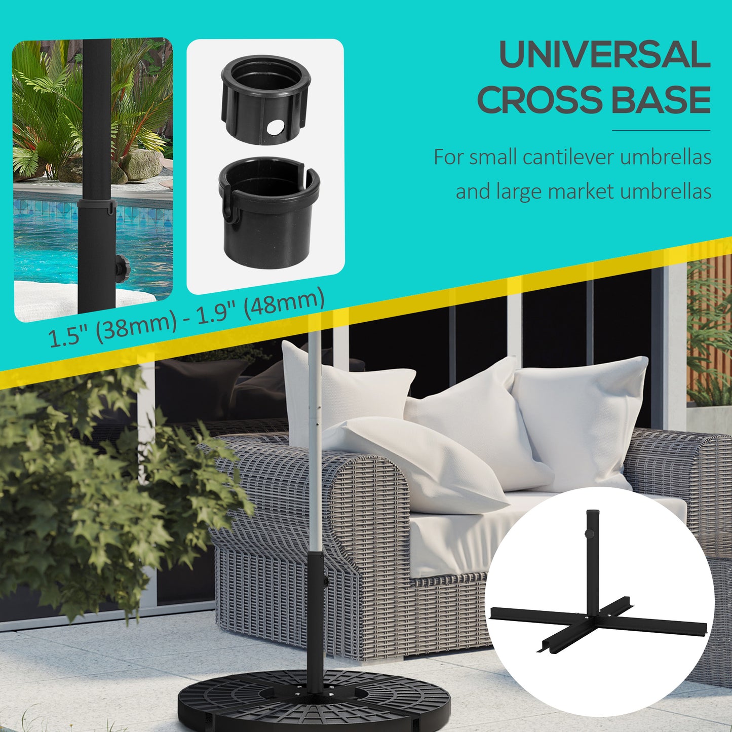 Outdoor Umbrella Stand for Small & Large Market Umbrellas - Black