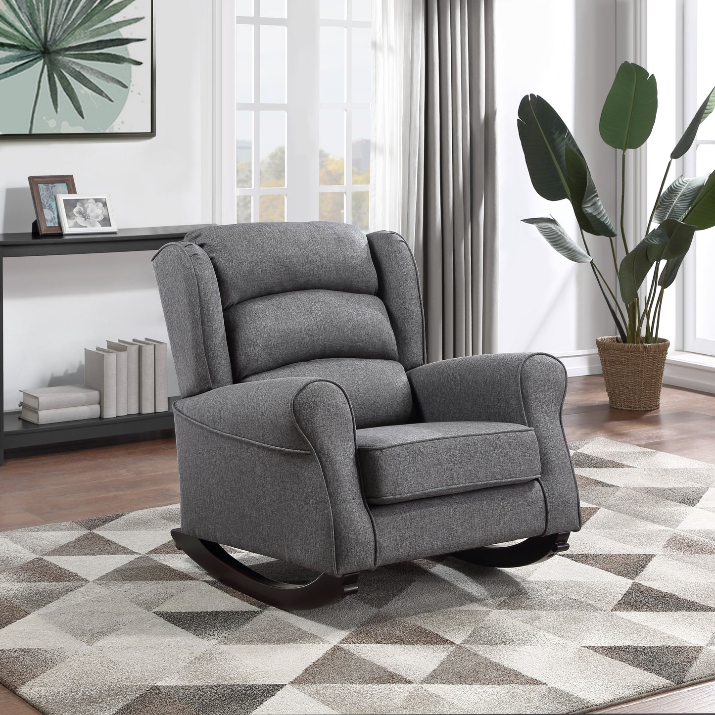 Gray Fabric Rocking Chair - Stylish & Comfortable Design