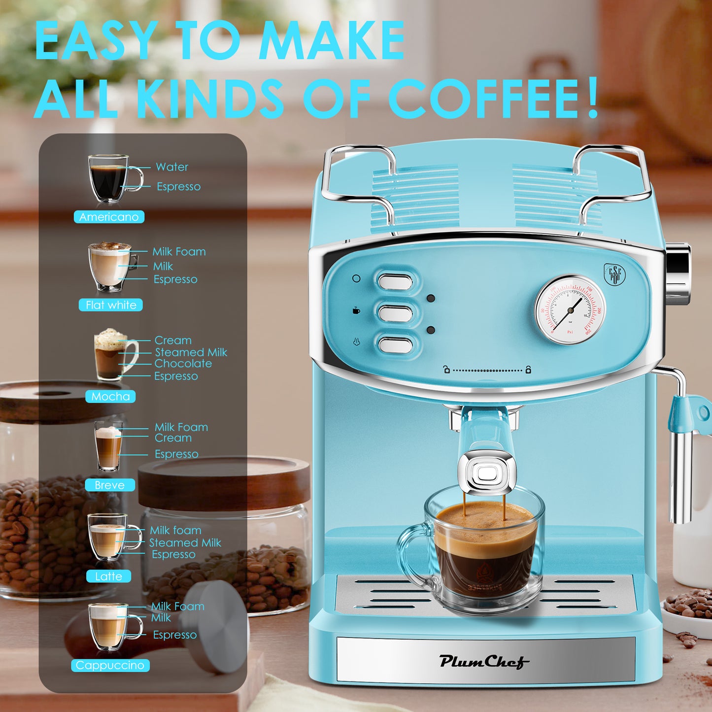 20 Bar Espresso Machine - Professional Compact Maker with Milk Frother