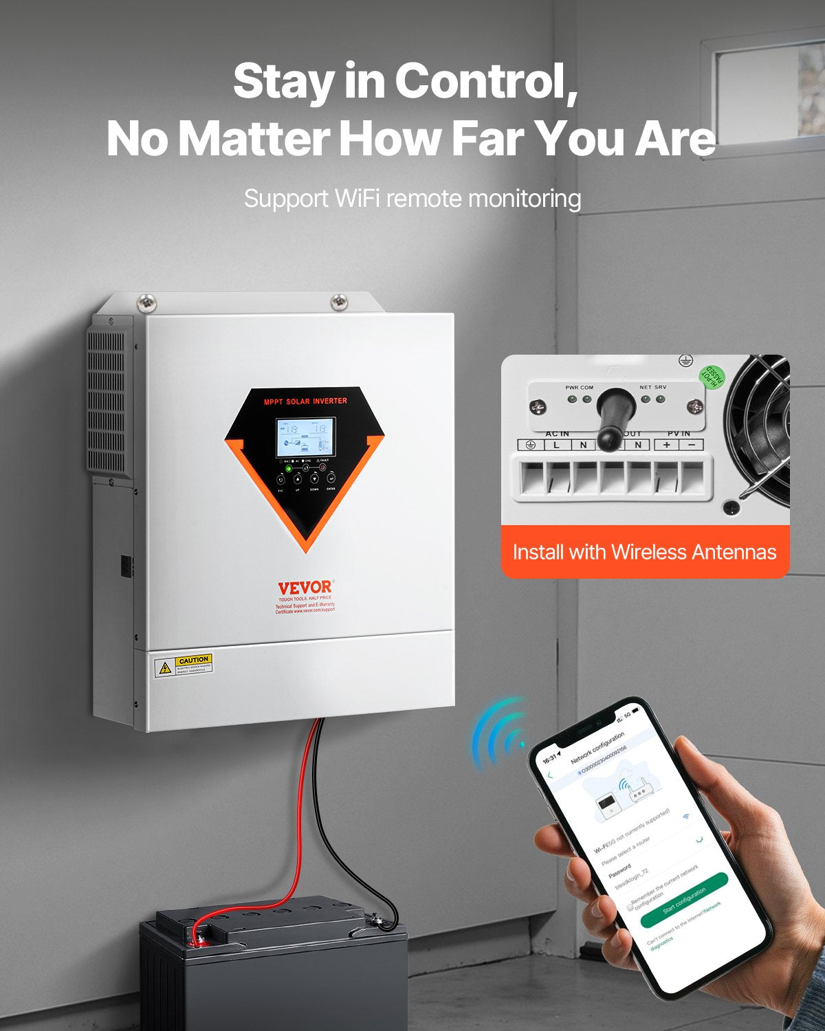3000W Hybrid Solar Inverter Charger with 100A MPPT Controller - Off-Grid Power System
