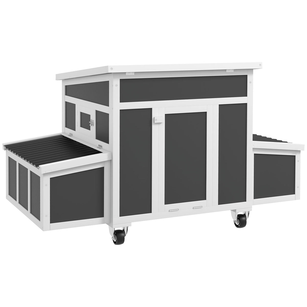 Wooden Chicken Coop with Nesting Box for 6 Chickens - Dark Gray