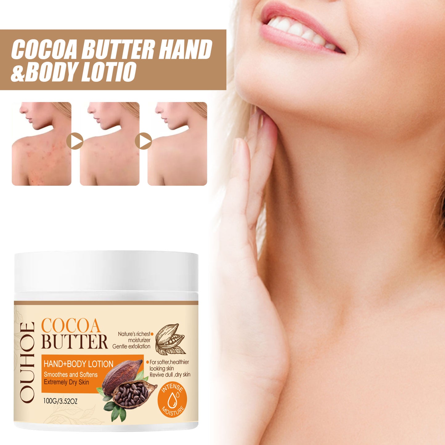 Cocoa Butter Body Lotion with Shea Butter & Aloe - Hydrating Skin Brightener