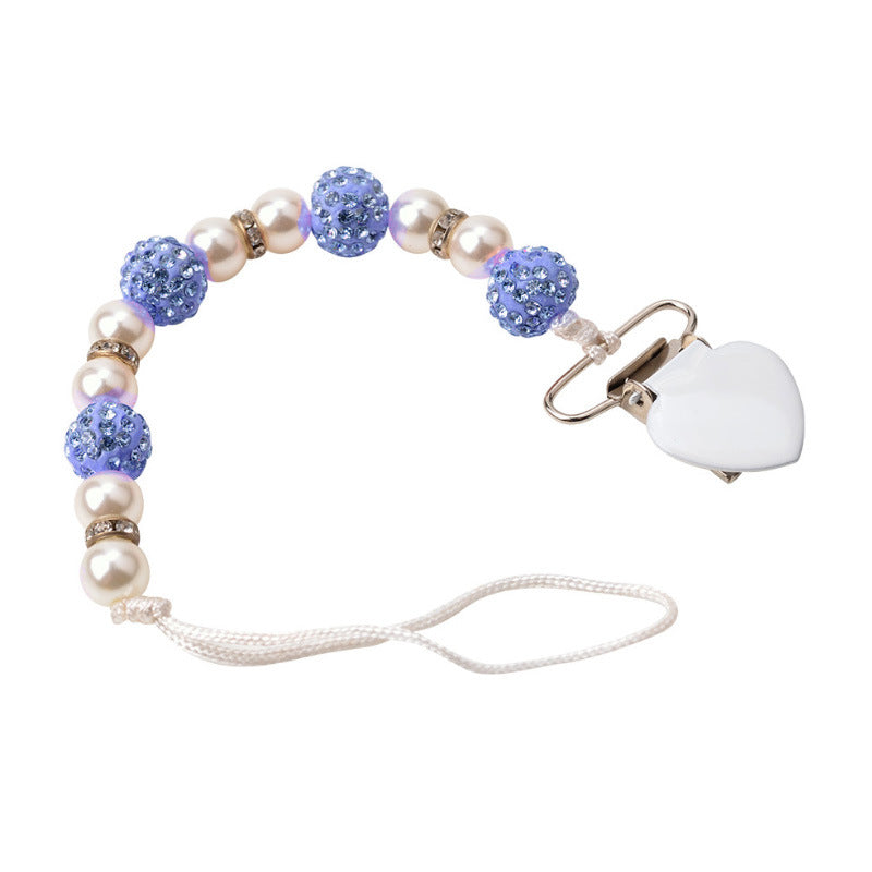 Baby Pacifier Drop-Preventing Chain Clip - Pearl Style, Multiple Colors
