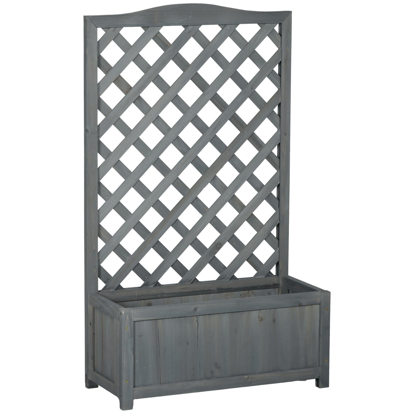 46-Inch Wooden Garden Planter with Trellis for Vegetables Herbs Flowers - Gray