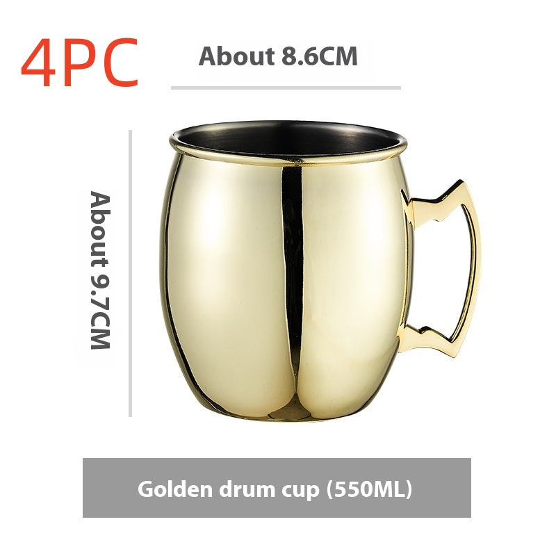 Stainless Steel Moscow Mule Cup Set - Copper Plated Drinkware for Bar & Home
