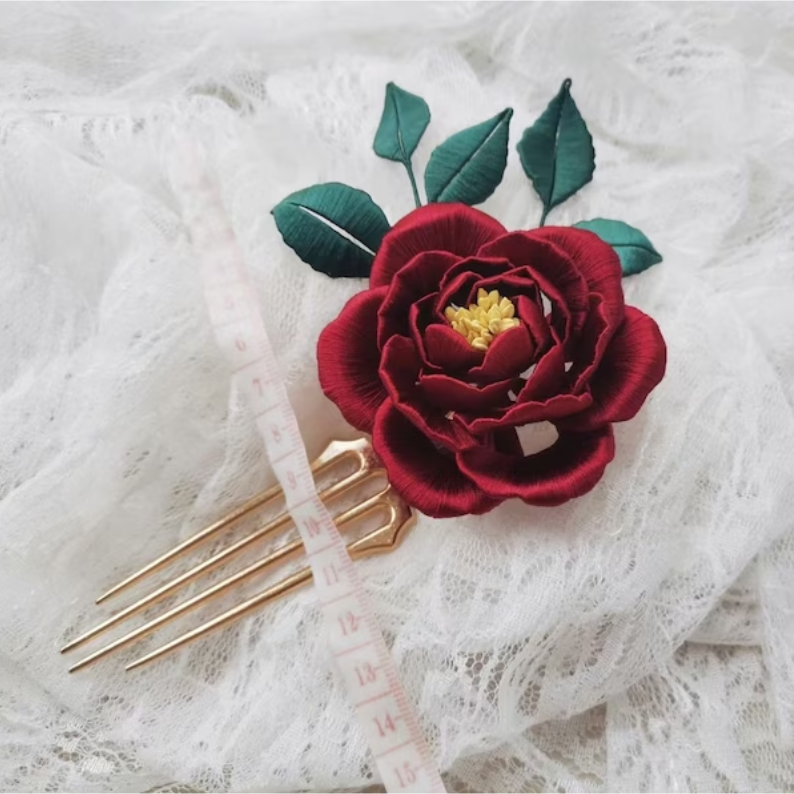 Rose Flower-Wrapped Hairpin