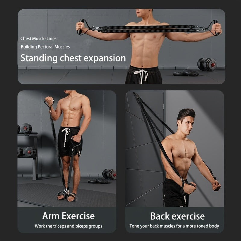 Adjustable Resistance Tension Bands Set with Foot Pedals & Handles