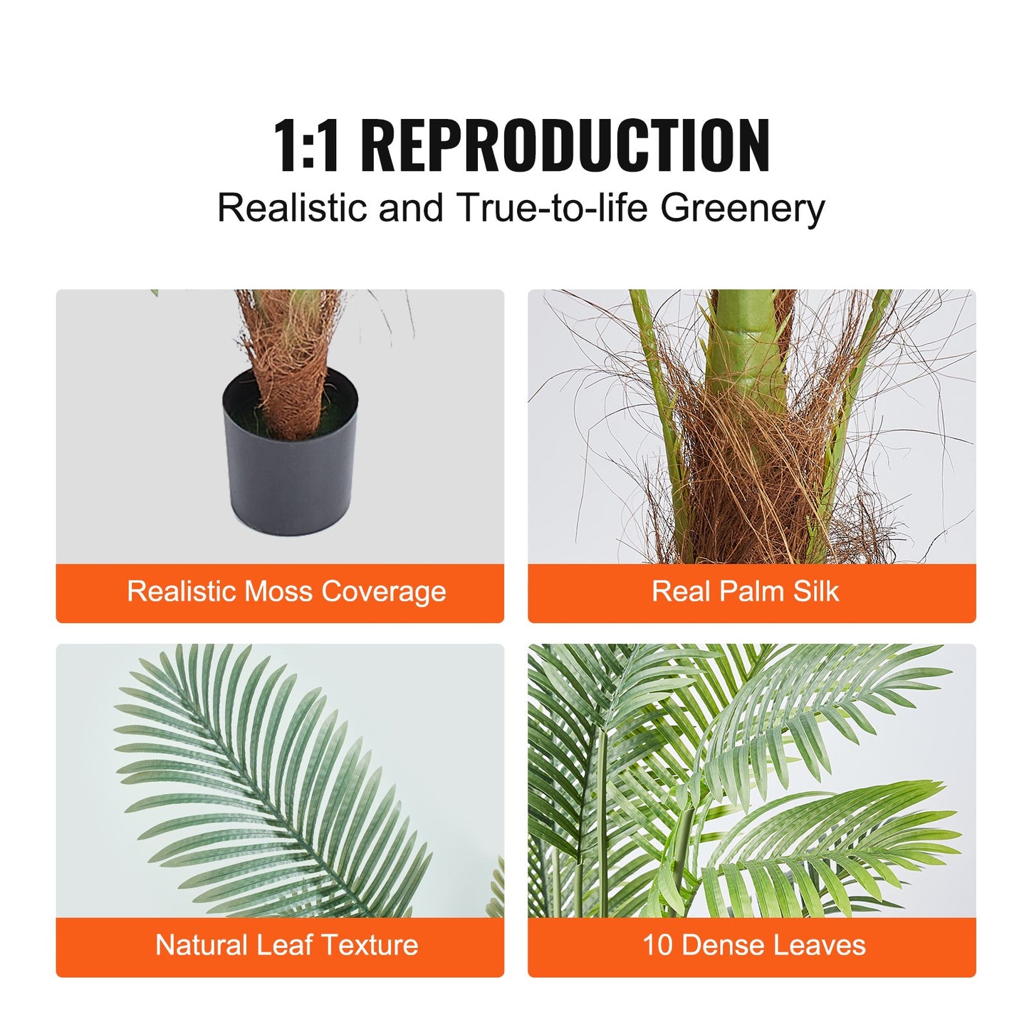 4 Ft Tall Artificial Palm Tree - Faux Green Indoor Outdoor Plant with Anti-Tip Protection