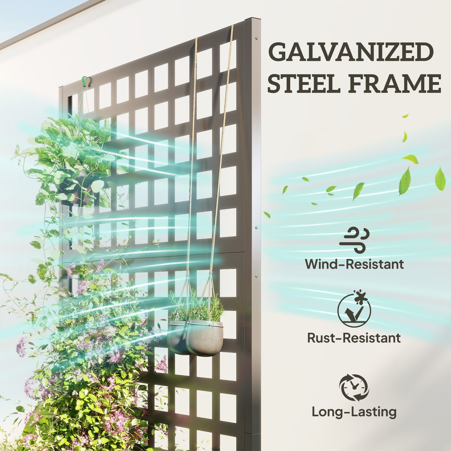 Galvanized Steel Raised Garden Bed with Trellis for Vegetables and Climbing Plants - Gray, 35x16x70 Inches