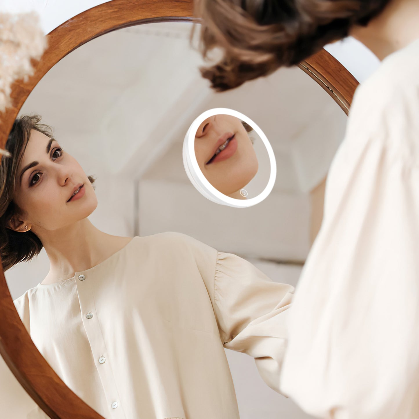 30X Magnifying Makeup Mirror with LED Light, Dimmable & 360° Adjustable Stand