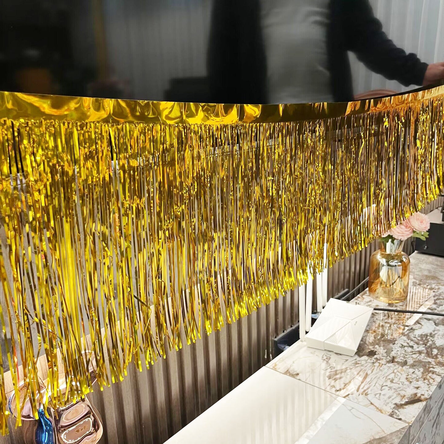 Festive Tinsel Curtain Tassel Banner for Celebrations Home Decor
