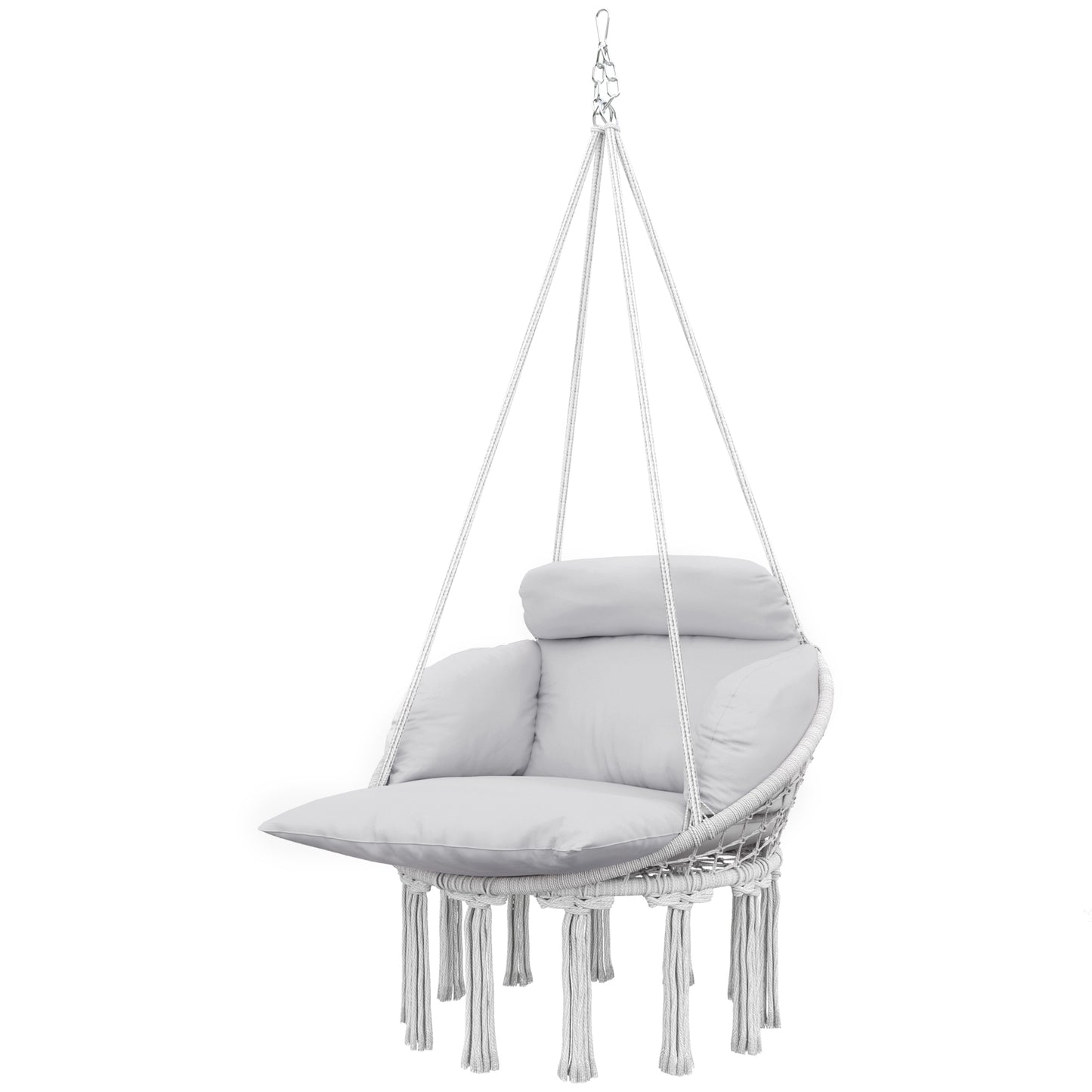 Hammock Swing Chair with Large Cushion - Gray Indoor/Outdoor