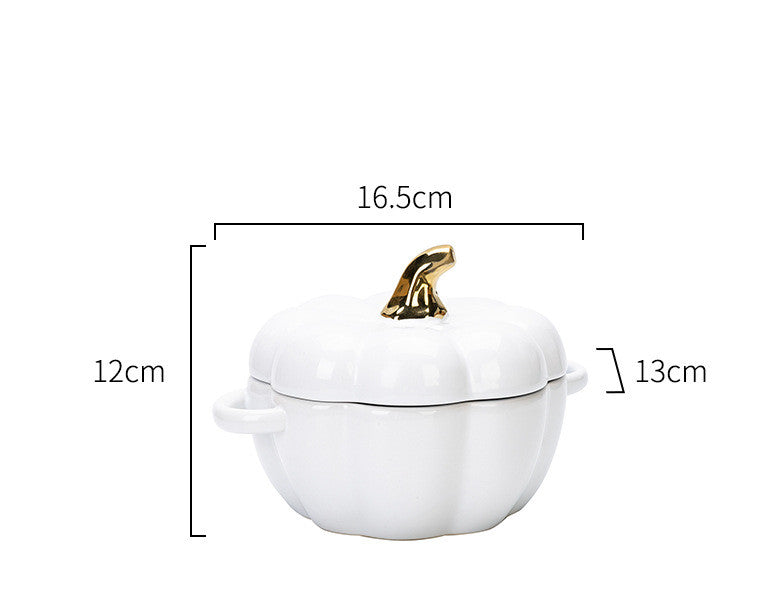 Binaural Ceramic Salad Soup Bowl with Lid - Japanese Style Porcelain Kitchenware