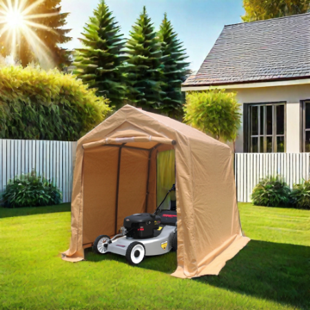 7x12ft Portable Garage Shelter with Roll-Up Doors - Sand