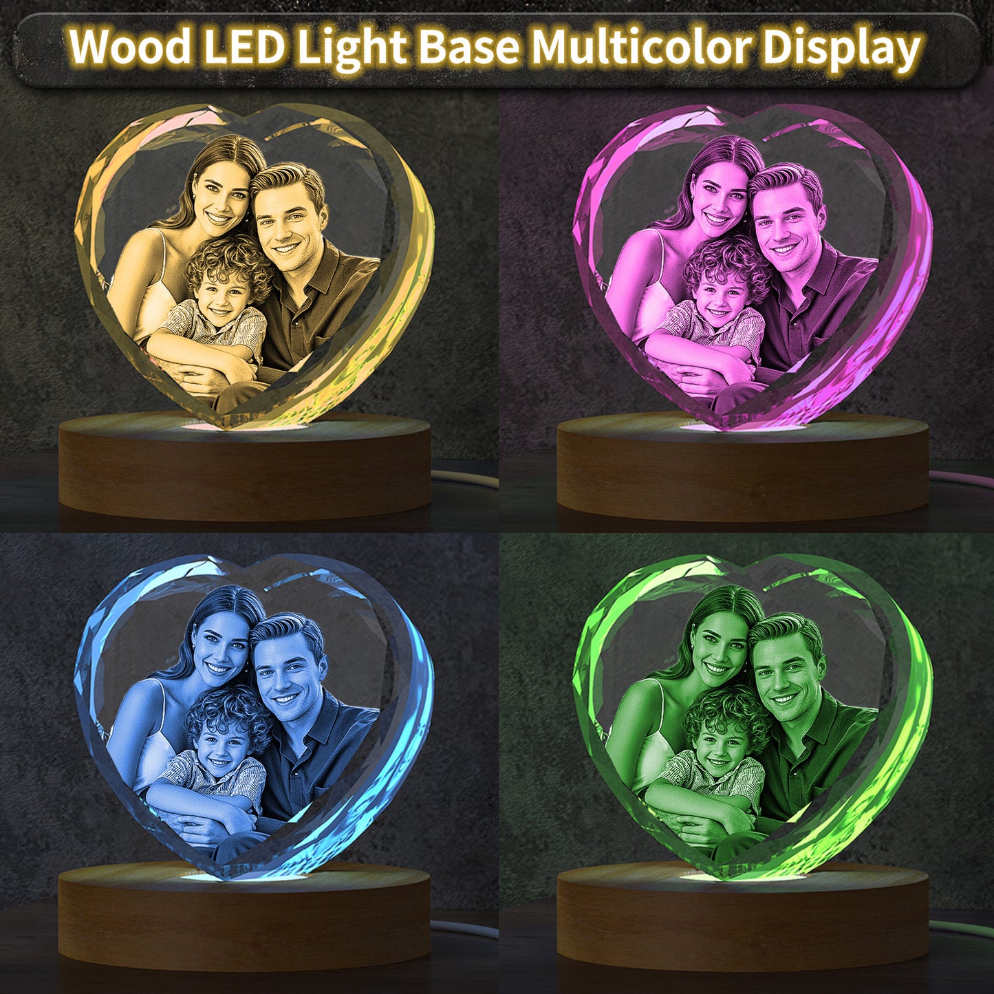 Personalized 3D Crystal Photo Gift - Custom Engraved Heart Keepsake