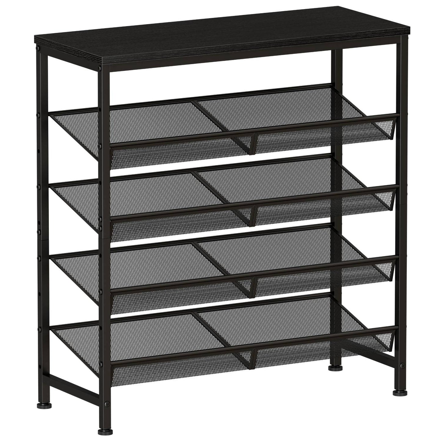 5-Tier Wood Top Shoe Rack - Industrial Style Organizer