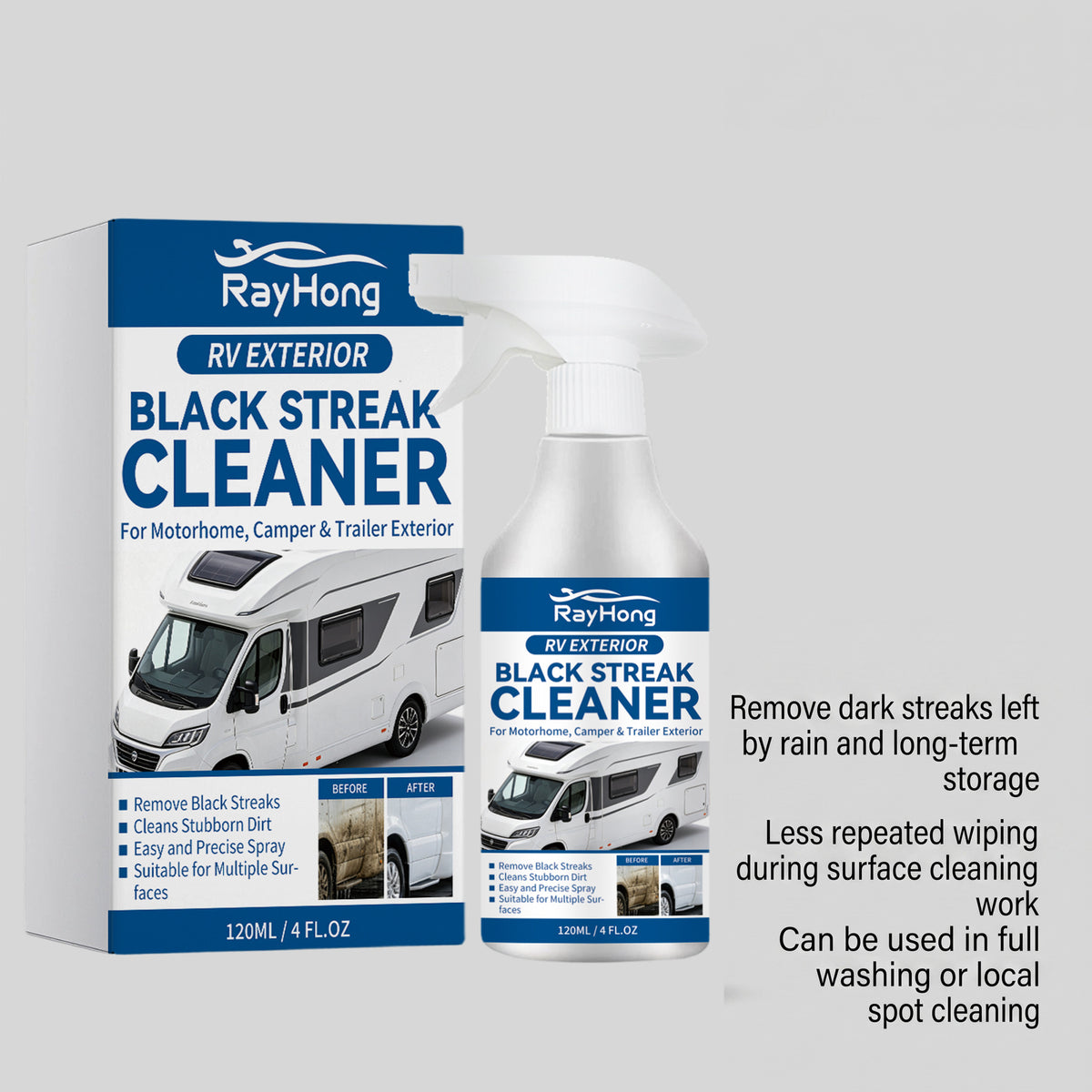 RV Exterior Wall Cleaner Spray - Dust & Stain Remover, 120ml