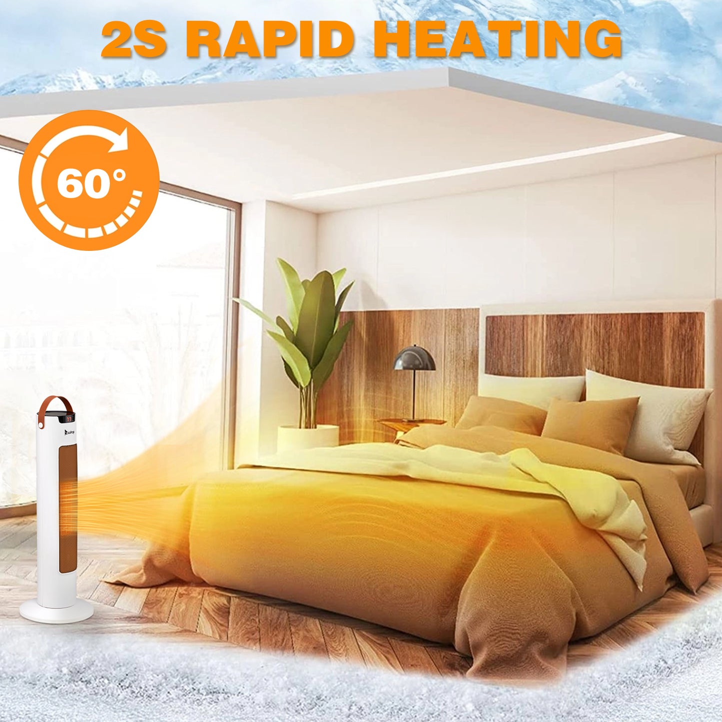 24-Inch Tower Space Heater 1500W WiFi App & Remote Control Thermostat