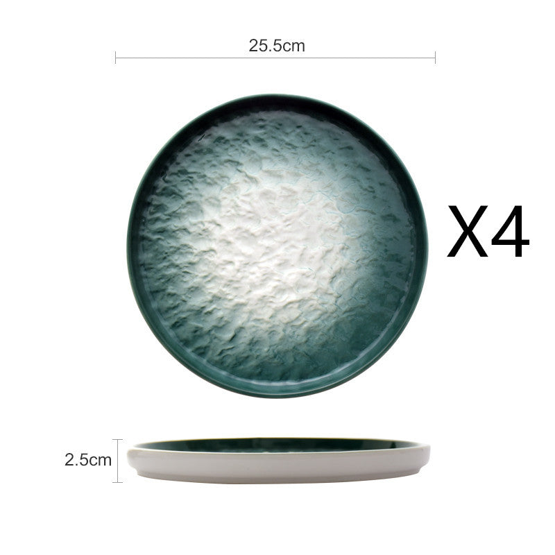 Gradient Emerald Stone Pattern Dinner Plate - 6/8/10 Inch Nordic Style Porcelain