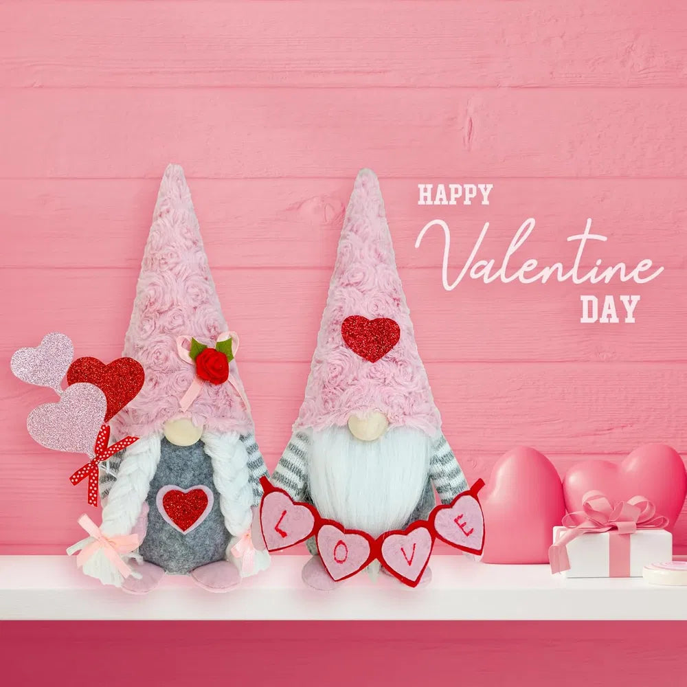 Valentine Gnomes Decorations - Plush Scandinavian Tomte Elf