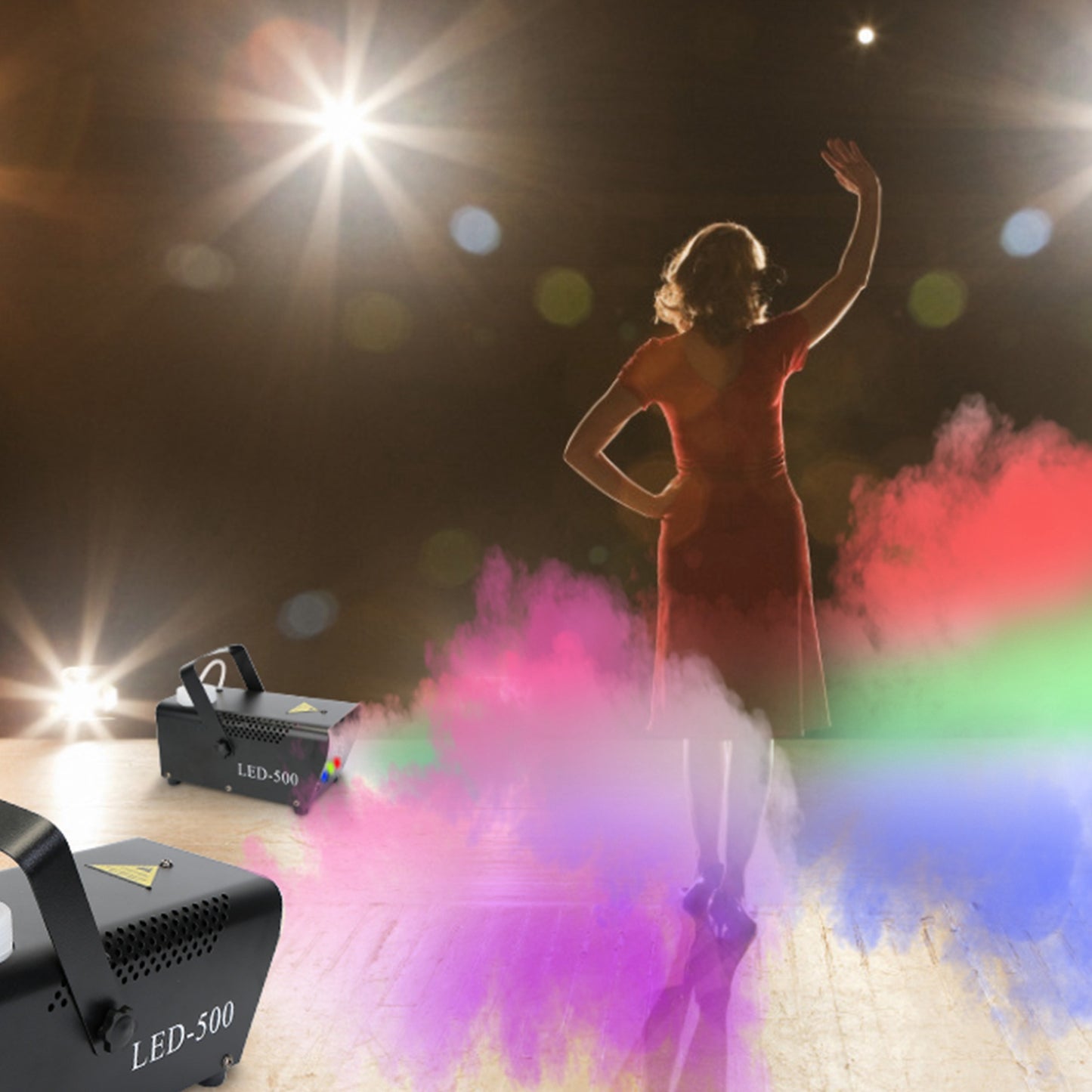 400W Fog Machine with RGB LED Lights & Remote Control - Black