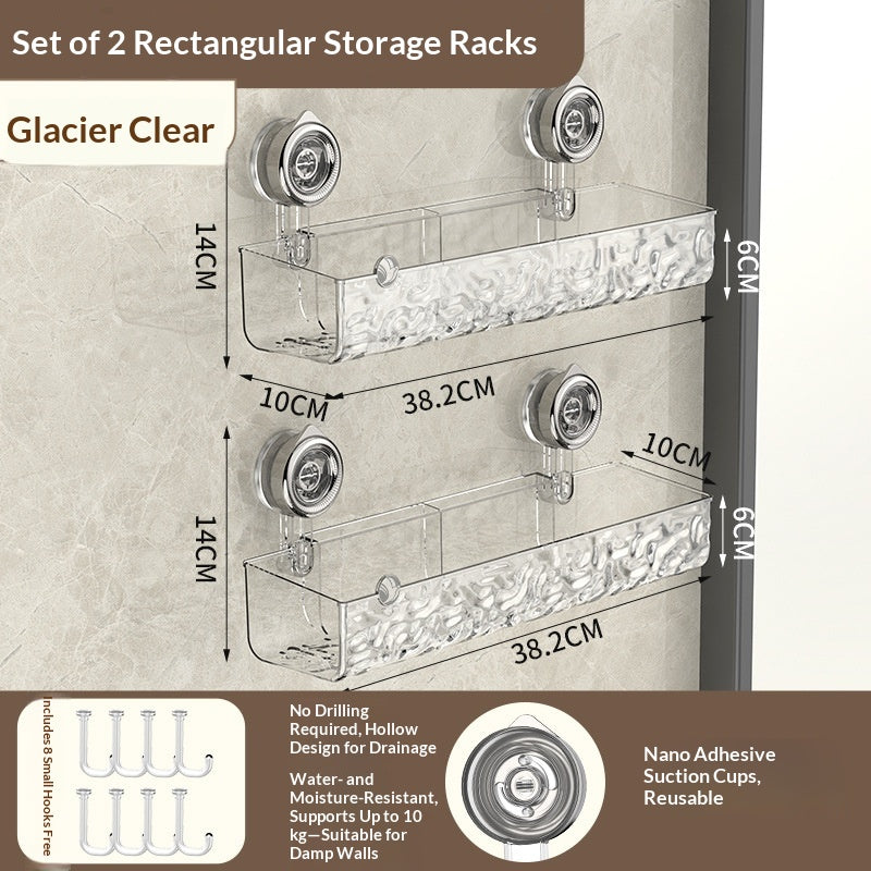 Bathroom Suction Cup Triangle Storage Rack Punch-Free Wall Organizer