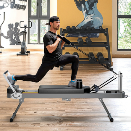 Extra Large Pilates Reformer - Multi-functional Home Fitness Equipment, 395lbs Capacity, Black