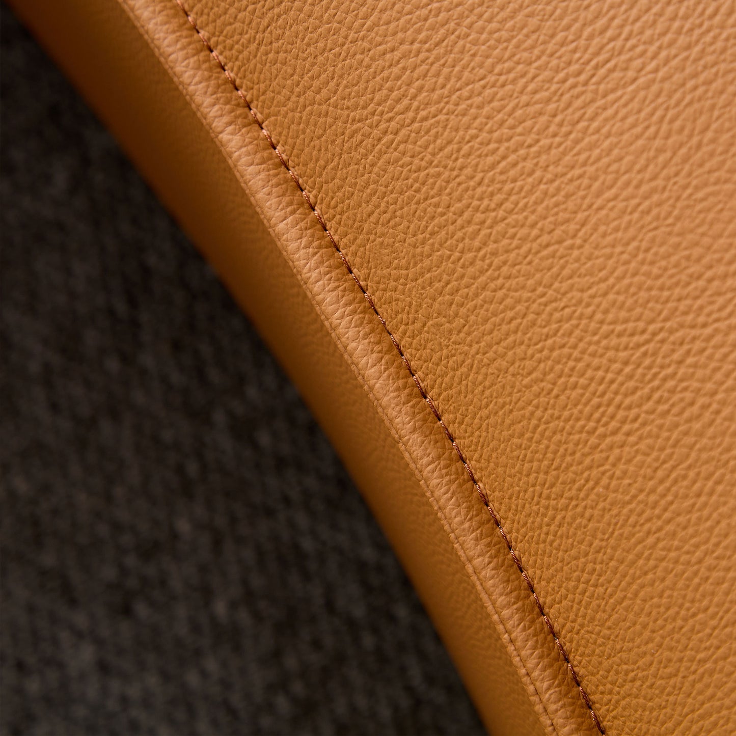 Curved 5-Seat Sofa Couch in Orange Eco-Leather for Living Room