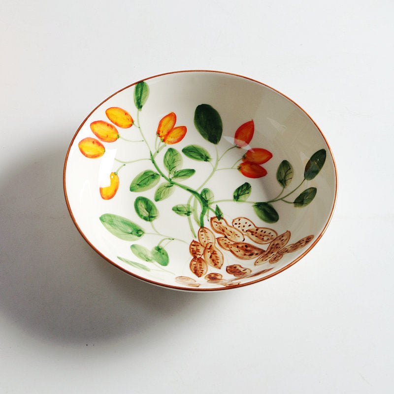 Hand Painted Ceramic Dinner Plate - Underglaze Color Japanese Style Tableware