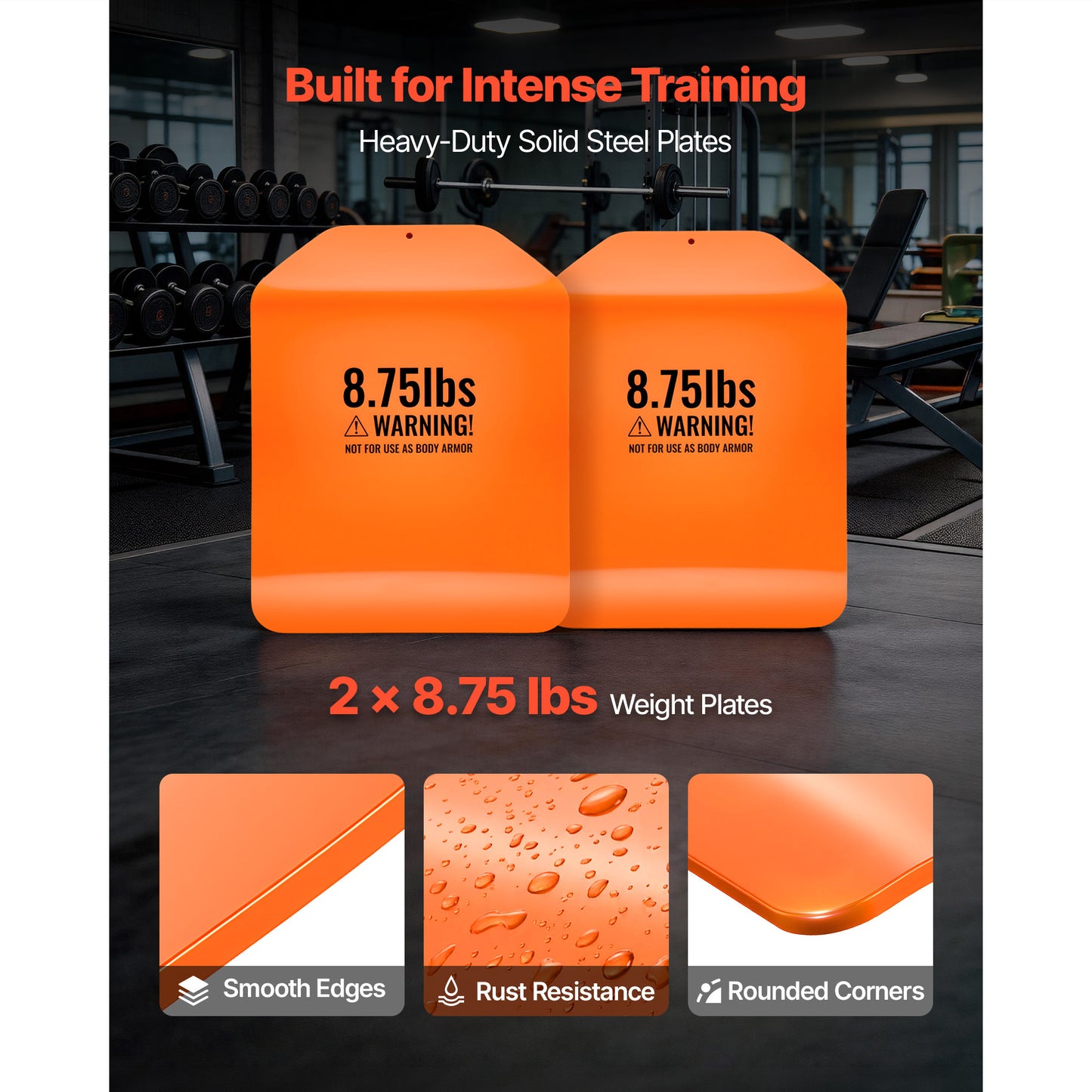 8.75 LB Curved Steel Weight Plate Pair for Fitness & Strength Training