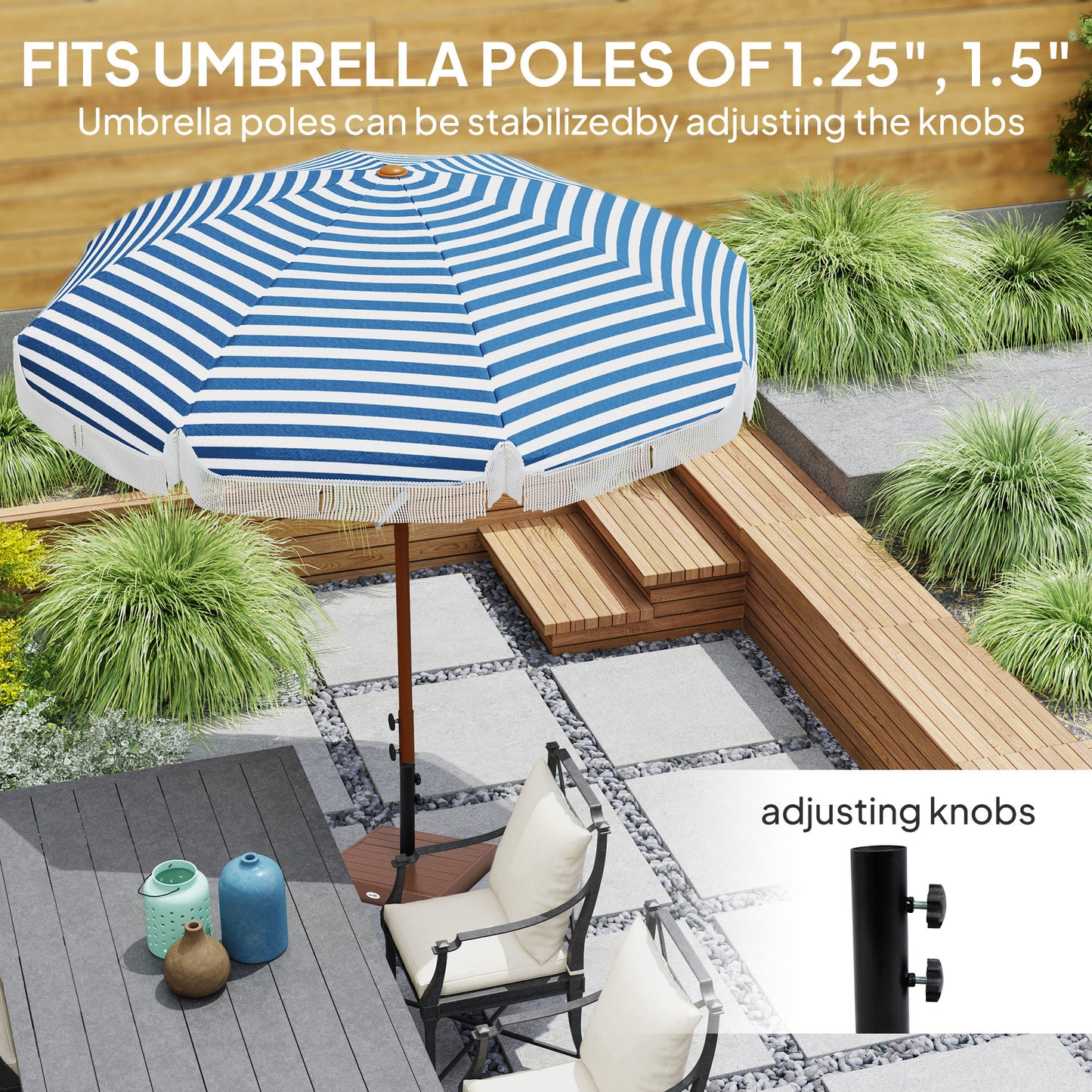 Concrete Patio Umbrella Base - 42 lbs Heavy Duty for 1.25/1.5" Poles - Coffee