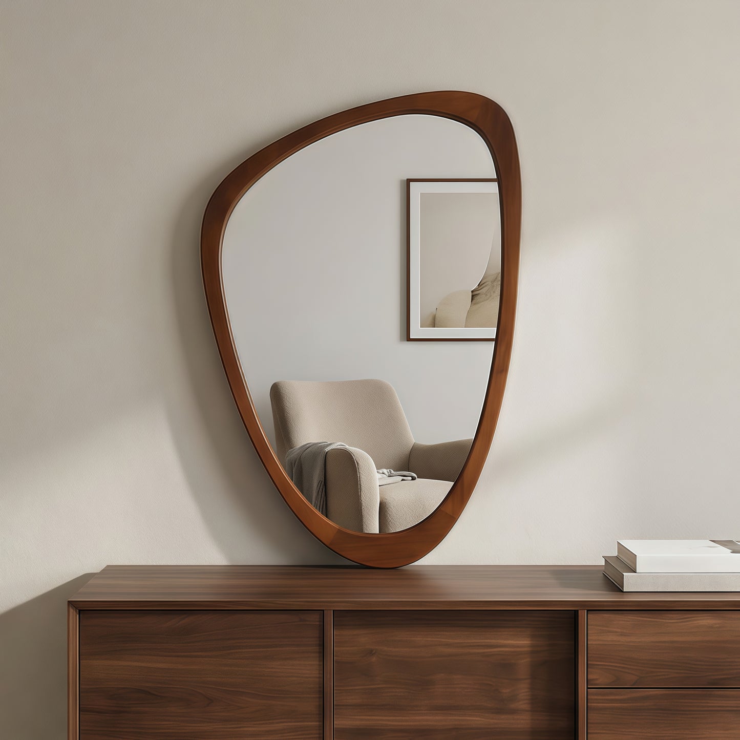 24x36 Black Walnut Solid Wood Frame Decorative Mirror
