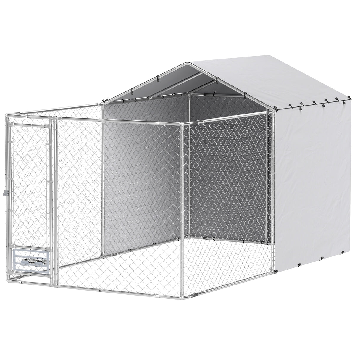 Large Outdoor Dog Kennel with Galvanized Chain Link & Waterproof Cover - Suitable for Medium to Large Dogs