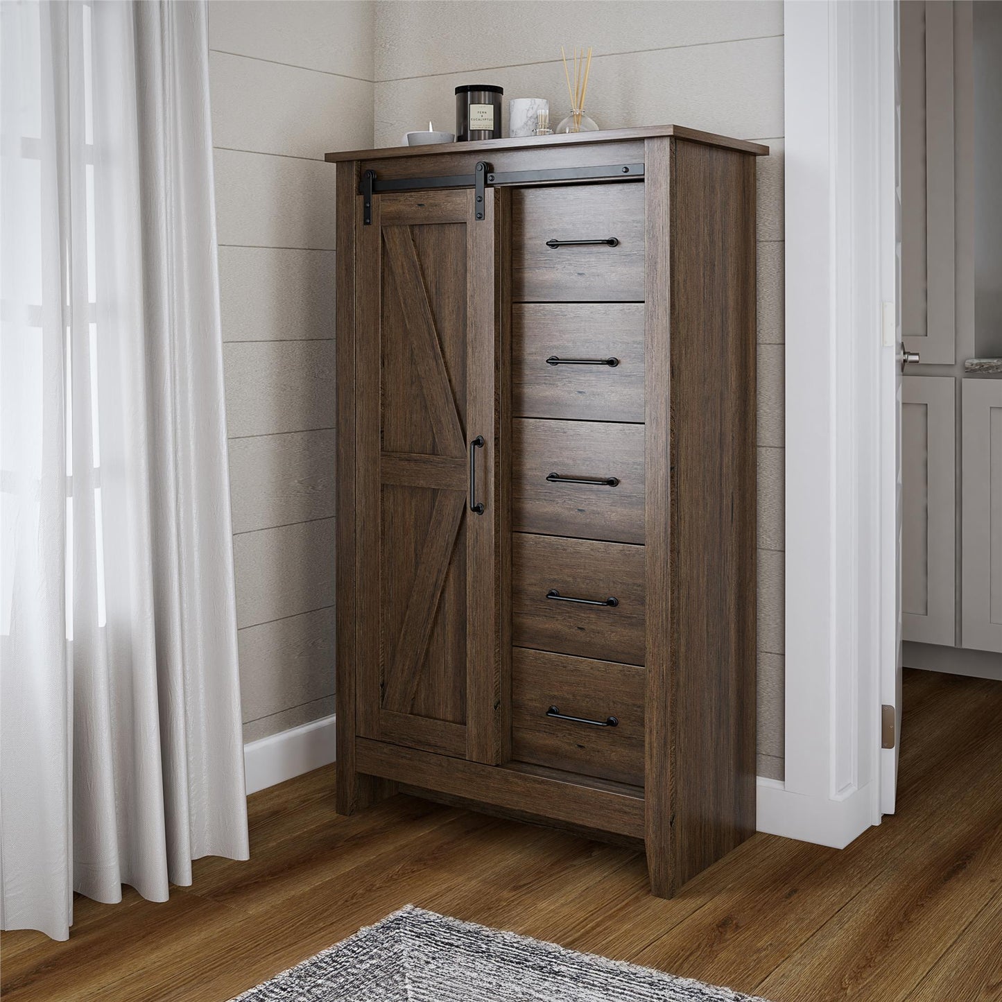 Walnut Alton Farmhouse Gentleman's Chest - Rustic Storage Dresser