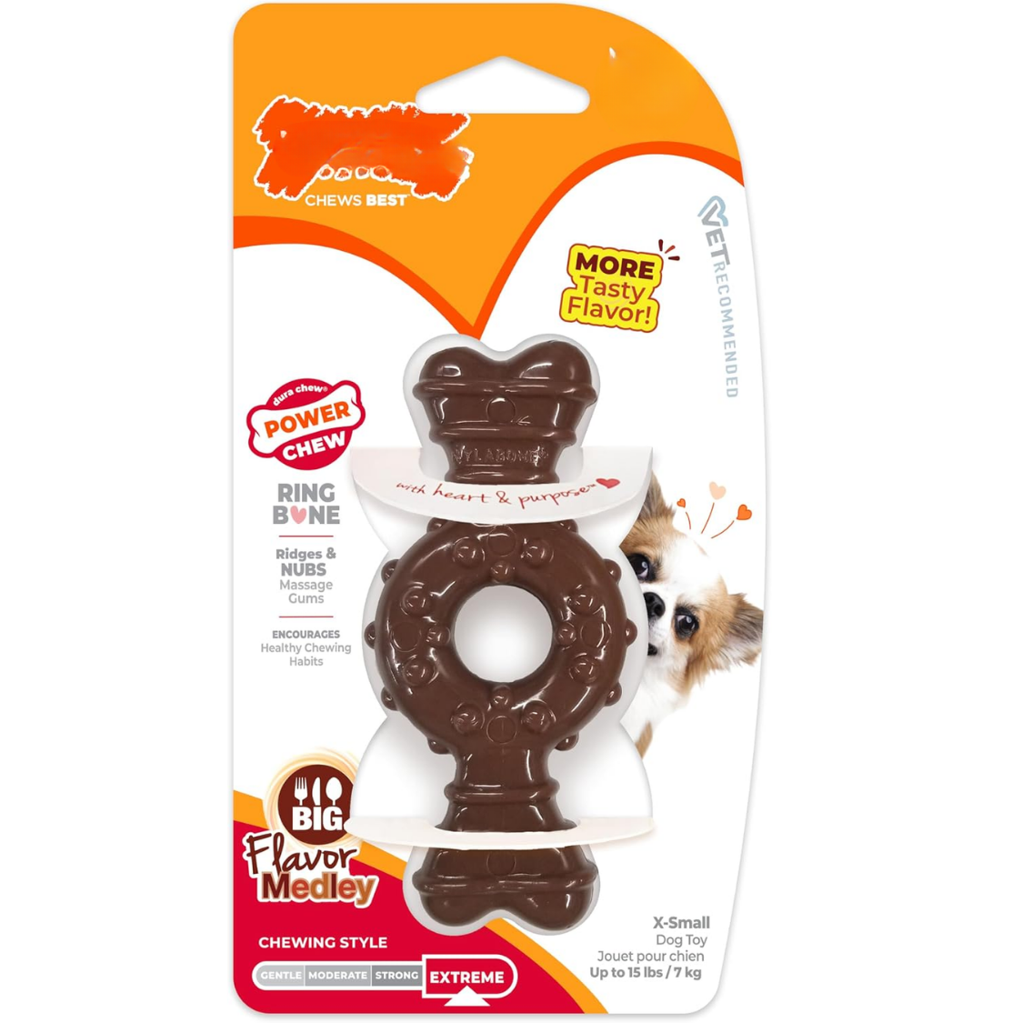 Durable Small Dog Chew Toy Ring Bone Flavor Medley XSmall - Aggressive Chewers