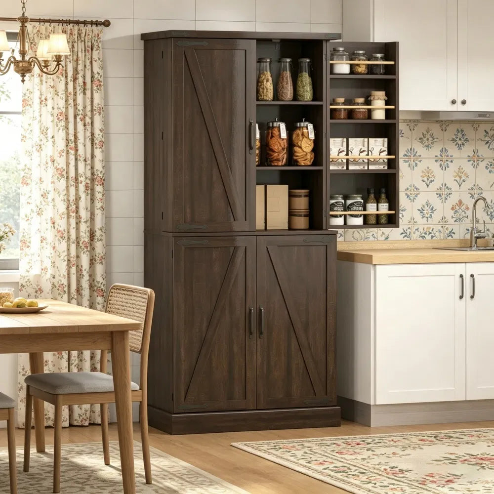 Rustic Barn Style Storage Cabinet With Adjustable Shelves 29.9 Inches