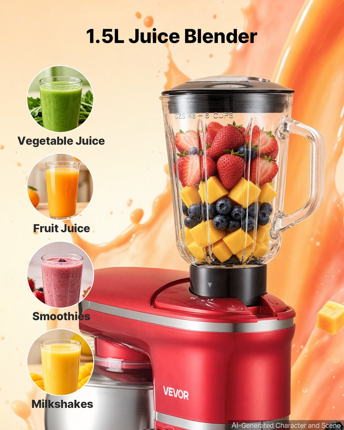 6.3 Qt Electric Stand Mixer with Attachments – Food & Kitchen Blender, Meat Grinder, Dough Hook, Whisk