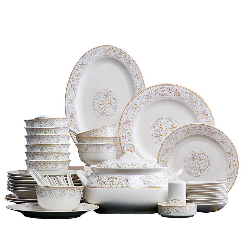 Ceramic Dinnerware Set with Bowls and Plates - Multiple Styles & Sizes