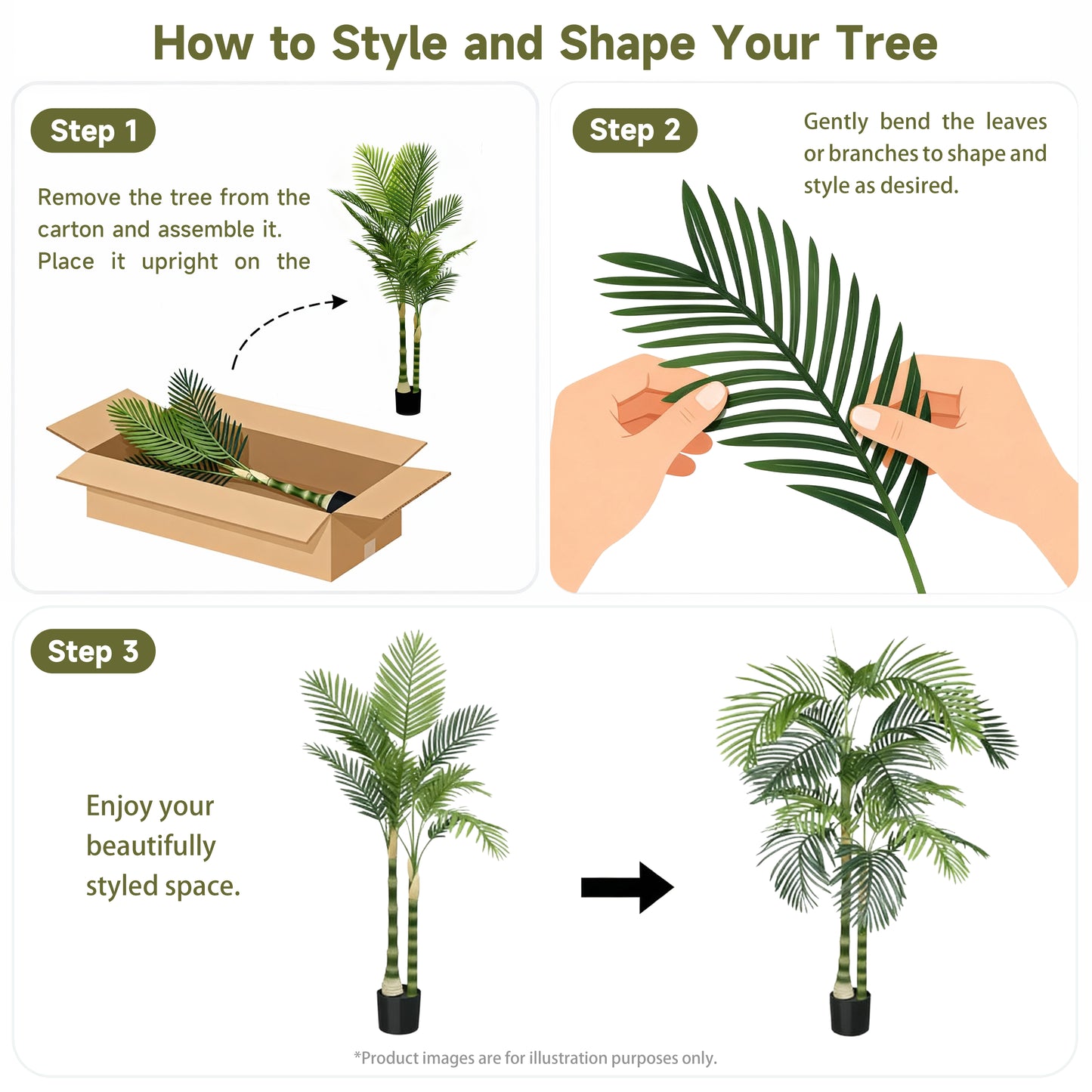 Artificial Palm Tree - 6FT Tropical Faux Plant with Pot