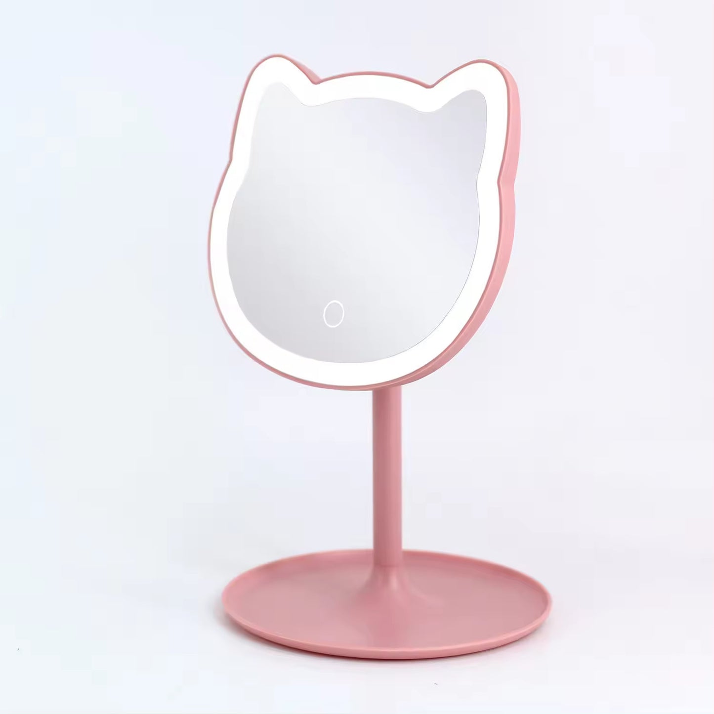 Rechargeable Makeup Mirror with Fill Light - Pink, 14x18cm