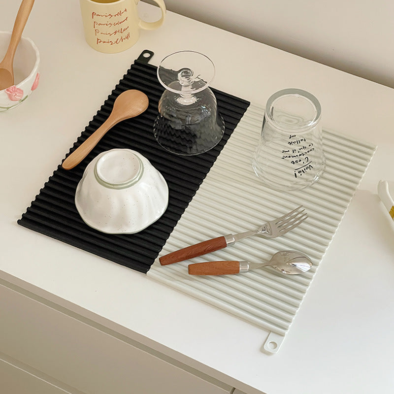 Silicone Draining Pad Heat Insulation Non-Slip Cushion for Dinnerware