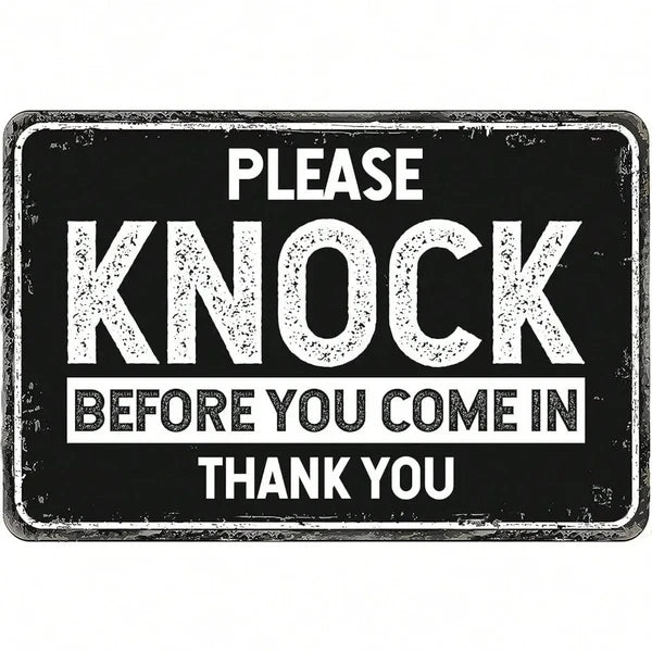 Please Knock Before Entering Metal Sign - 8" x 12" Safety Notice