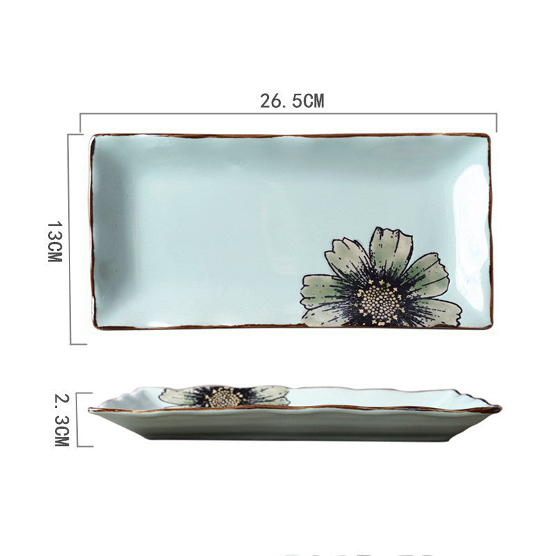 Ceramic Hand-Painted Western Style Breakfast Plate 8 Inch Microwave Safe