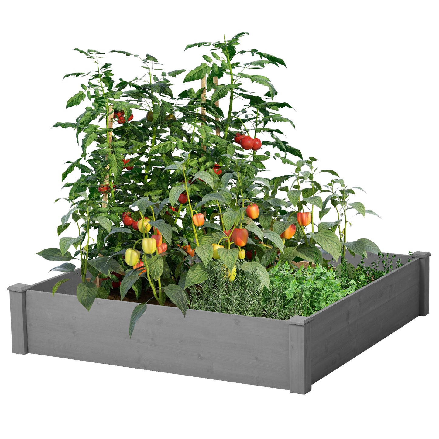 Raised Garden Bed 48x48x10'', Outdoor Wood Planter Box Over Floor,