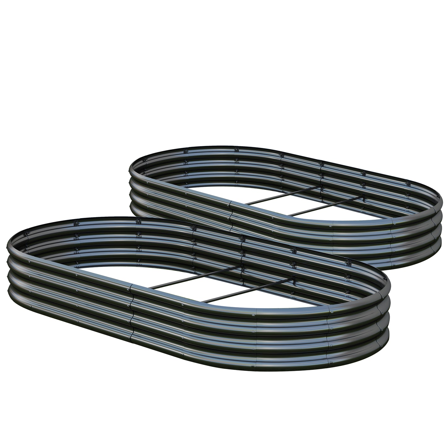 Heavy Duty Galvanized Raised Garden Bed 8x4x1ft - Black, 2PCS
